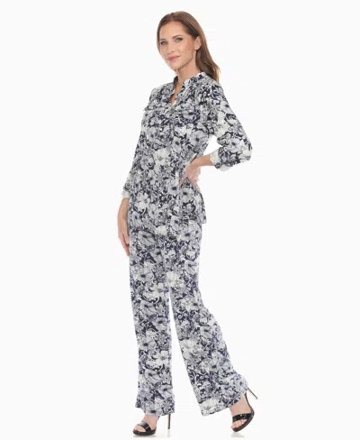 White Mark Women's 2-piece Floral Print Tunic Top And Pants Set