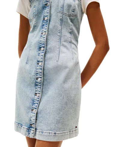Tommy Jeans Women's V-neck Button-front Dress In Blue