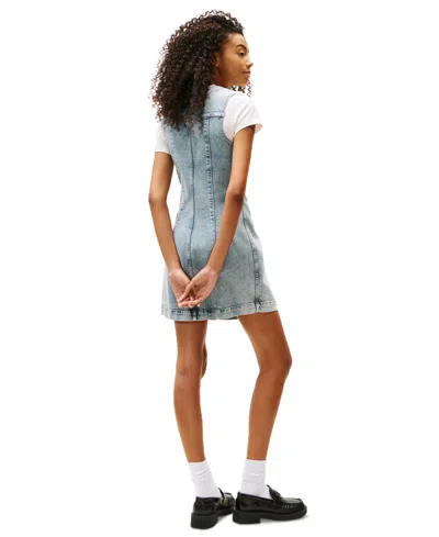 Tommy Jeans Women's V-neck Button-front Dress In Blue