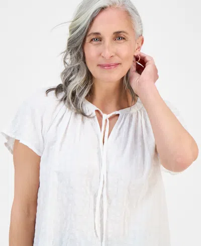 Style & Co Petite Paisley Bloom Flutter-sleeve Popover Top, Exclusively At Macy's