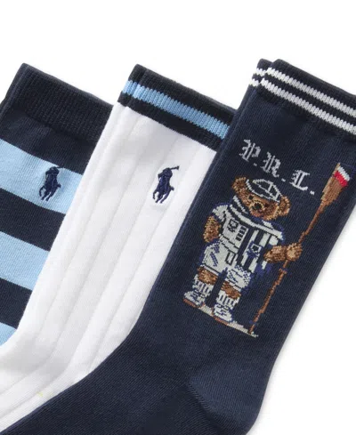 Polo Ralph Lauren Little & Big Boys Rowing Bear Crew Socks, 3-pack