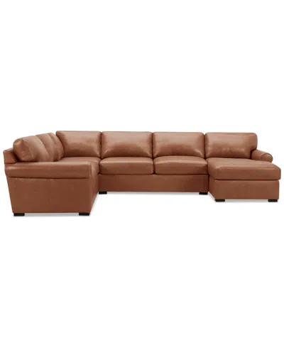 Macy's Radley Roll Arm 139" 5-pc. Leather Square Corner Chaise Sectional, Exclusively At