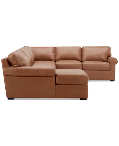 Macy's Radley Roll Arm 139" 5-pc. Leather Square Corner Chaise Sectional, Exclusively At