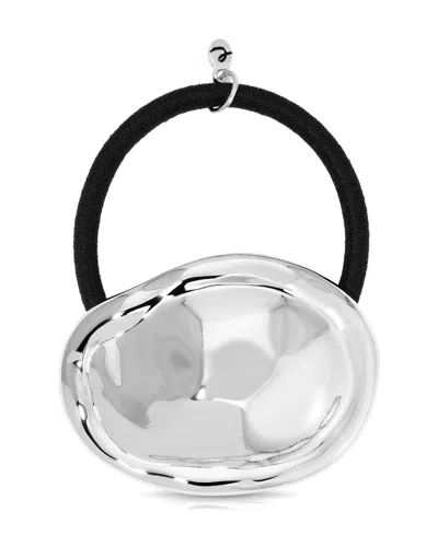 Ettika Liquid Lux Oval Hair Tie In Silver Tone