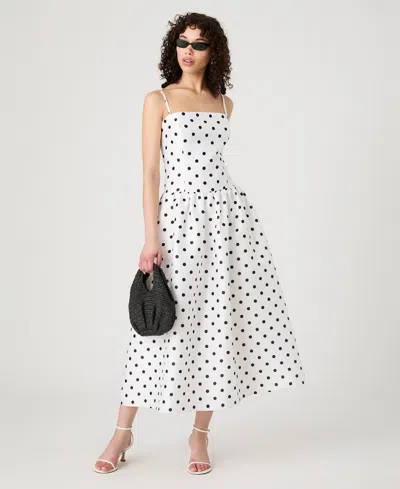 French Connection Polka Dot Strappy Drop Waist Sundress In White