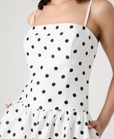 French Connection Polka Dot Strappy Drop Waist Sundress In White