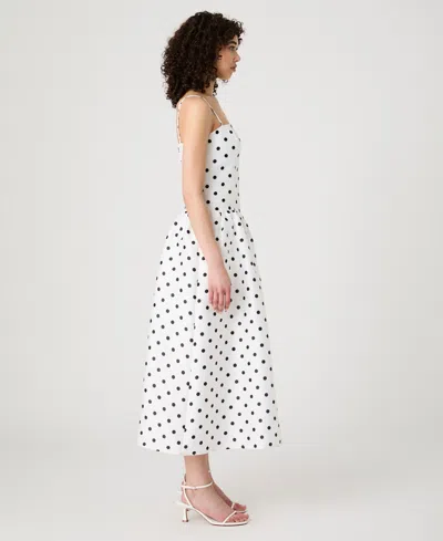 French Connection Polka Dot Strappy Drop Waist Sundress In White