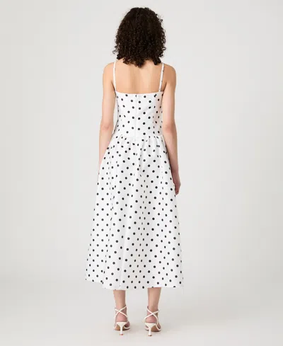 French Connection Polka Dot Strappy Drop Waist Sundress In White