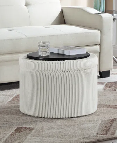 Convenience Concepts 22" Designs4comfort Round Corduroy Shoe Storage Ottoman With Reversible Tray Lid