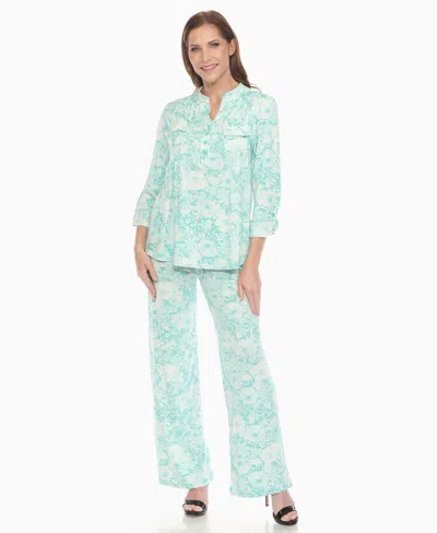 White Mark Women's 2-piece Floral Print Tunic Top And Pants Set