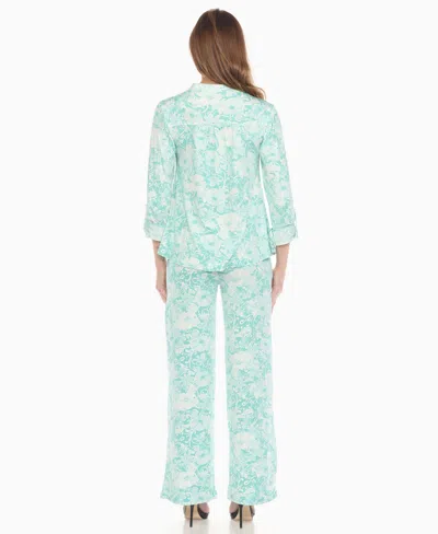 White Mark Women's 2-piece Floral Print Tunic Top And Pants Set