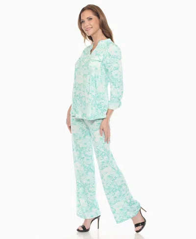 White Mark Women's 2-piece Floral Print Tunic Top And Pants Set