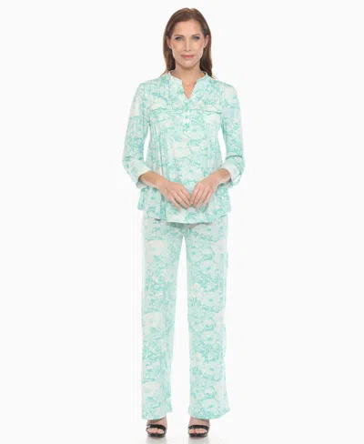 White Mark Women's 2-piece Floral Print Tunic Top And Pants Set