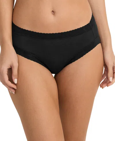 Jockey Women's High-cut Lace Trimmed Brief Underwear In Black