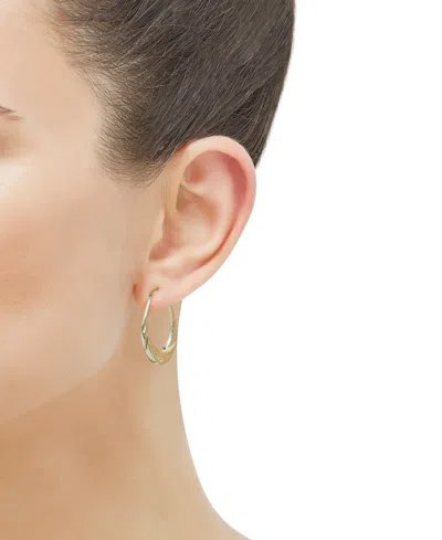 Macy's Oval Swirl Texture Polished Medium Hoop Earrings In 14k Gold