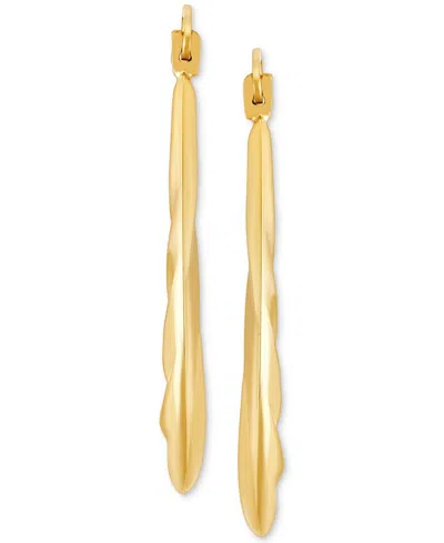 Macy's Oval Swirl Texture Polished Medium Hoop Earrings In 14k Gold