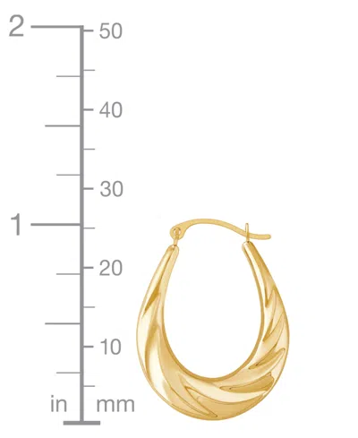 Macy's Oval Swirl Texture Polished Medium Hoop Earrings In 14k Gold
