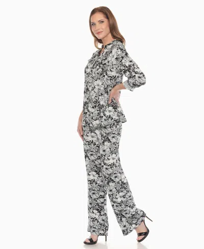 White Mark Women's 2-piece Floral Print Tunic Top And Pants Set