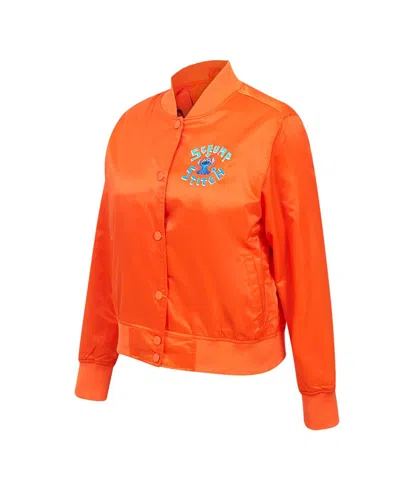 Freeze Max Women's Orange Lilo And Stitch Scrump Stitch Full-snap Satin Jacket
