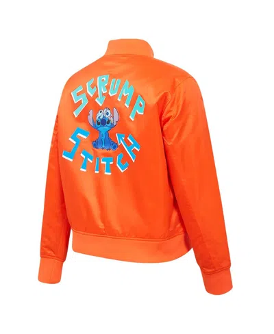 Freeze Max Women's Orange Lilo And Stitch Scrump Stitch Full-snap Satin Jacket
