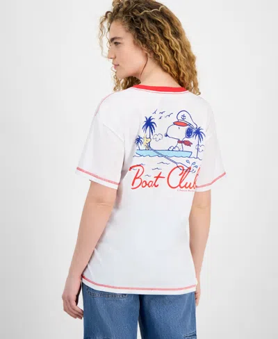 Freeze 24-7 Juniors' Snoopy Boat Club Ringer T-shirt