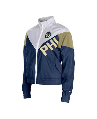 5th & Ocean Women'sâ Navy Philadelphia Union Leisure Cropped Full-zip Windbreaker Jacket