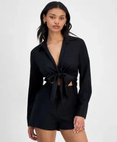 Bar Iii Womens Linen Tie Front Top Shorts Exclusively At Macys