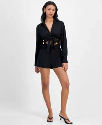 Bar Iii Womens Linen Tie Front Top Shorts Exclusively At Macys