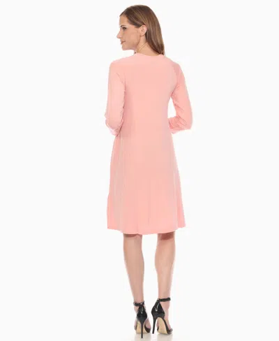 White Mark Plus Size Short Sleeve Crisscross Neck A-line Dress In Pink