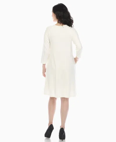 White Mark Women's Criss Cross Neckline A-line Dress In White