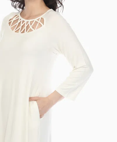 White Mark Women's Criss Cross Neckline A-line Dress In White