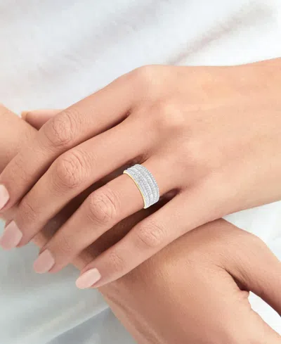 Macy's Diamond Round & Baguette Multirow Statement Ring (1 Ct. T.w.) In Sterling Silver