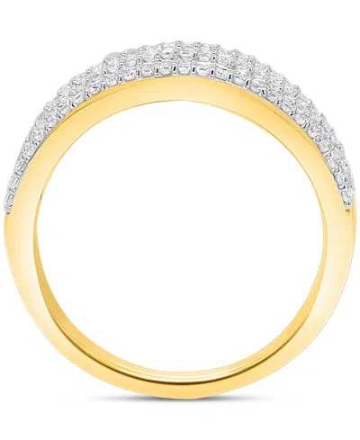 Macy's Diamond Round & Baguette Multirow Statement Ring (1 Ct. T.w.) In Sterling Silver