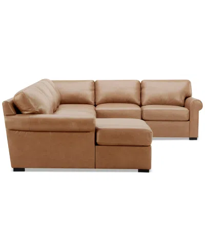 Macy's Radley Roll Arm 132" 6-pc. Leather Square Corner Chaise Sectional, Exclusively At