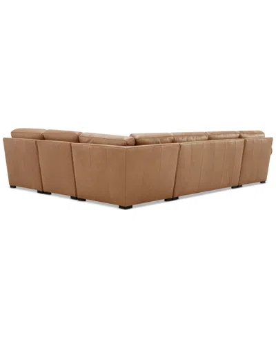 Macy's Radley Roll Arm 132" 6-pc. Leather Square Corner Chaise Sectional, Exclusively At
