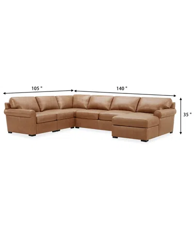 Macy's Radley Roll Arm 132" 6-pc. Leather Square Corner Chaise Sectional, Exclusively At