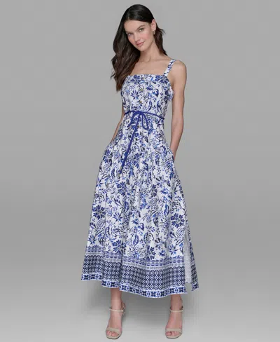 Karl Lagerfeld Women's Floral-print Square-neck Midi Dress