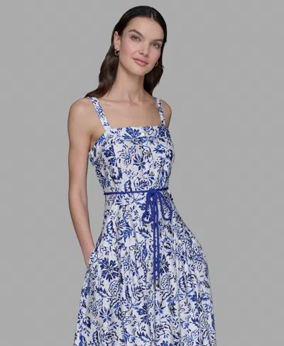 Karl Lagerfeld Women's Floral-print Square-neck Midi Dress