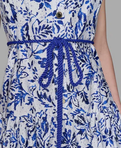 Shop Karl Lagerfeld Women's Floral-print Square-neck Midi Dress
