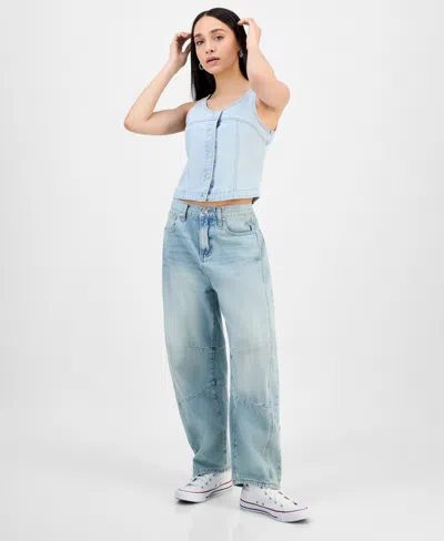 And Now This Petite Button-front Denim Vest, Exclusively At Macy's