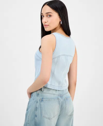 And Now This Petite Button-front Denim Vest, Exclusively At Macy's