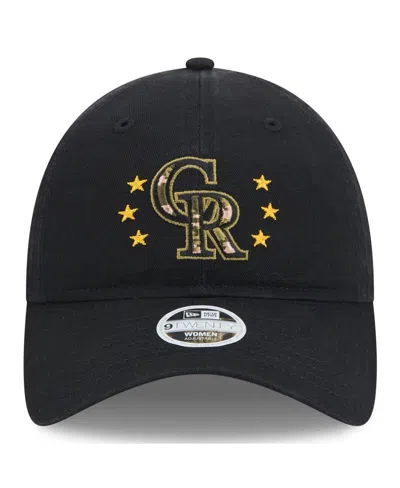 New Era Women's Black Colorado Rockies 2024 Armed Forces Day 9twenty Adjustable Hat
