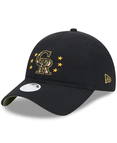 New Era Women's Black Colorado Rockies 2024 Armed Forces Day 9twenty Adjustable Hat