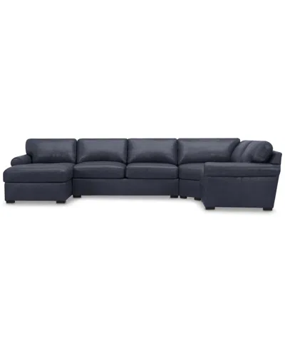 Macy's Radley Roll Arm 152" 4-pc. Leather Wedge Corner Chaise Sectional, Exclusively At