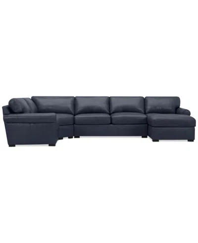 Macy's Radley Roll Arm 152" 4-pc. Leather Wedge Corner Chaise Sectional, Exclusively At