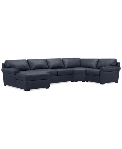 Macy's Radley Roll Arm 152" 4-pc. Leather Wedge Corner Chaise Sectional, Exclusively At