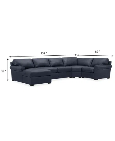 Macy's Radley Roll Arm 152" 4-pc. Leather Wedge Corner Chaise Sectional, Exclusively At
