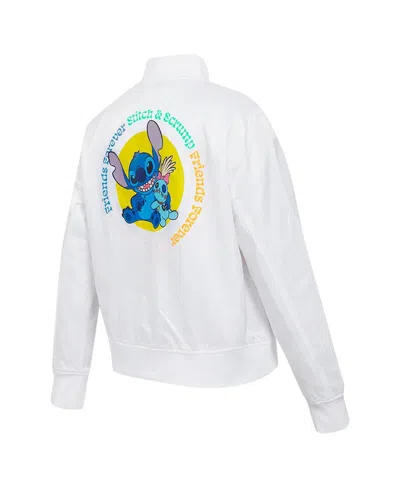 Freeze Max Women's White Lilo And Stitch Scrump Stitch Full-snap Satin Jacket