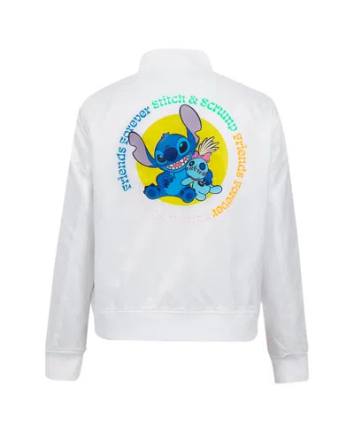 Freeze Max Women's White Lilo And Stitch Scrump Stitch Full-snap Satin Jacket