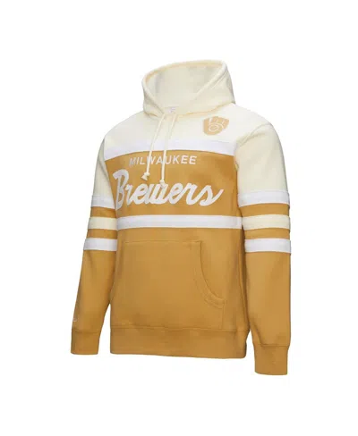 Mitchell & Ness Men's Tan/cream Milwaukee Brewers Head Coach Pullover Hoodie